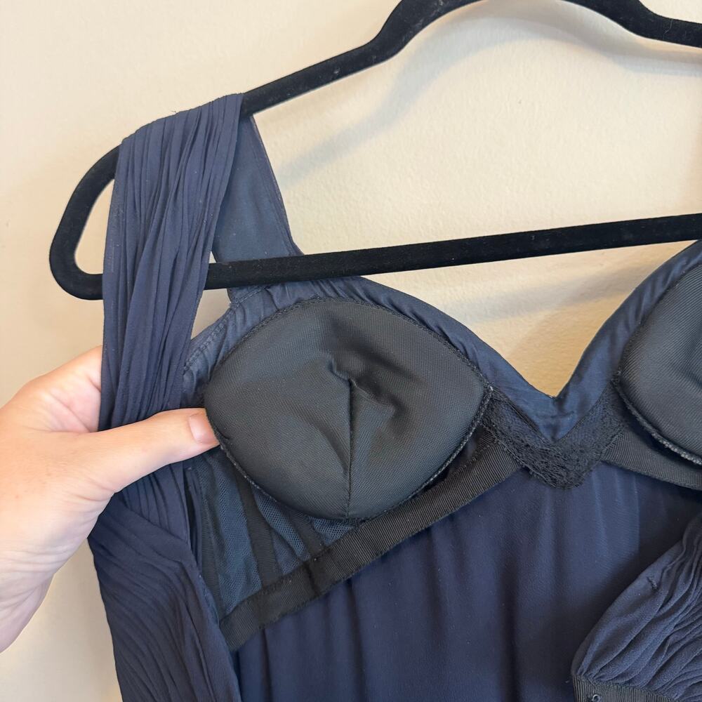 OSCAR DE LA RENTA Designer Midnight Blue Formal Gown & Shawl Set - Size 4 - Picture 6 of 15
